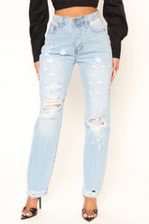 90's Loose Ripped Slouch Fit Jeans - Light Blue Wash Ins Street